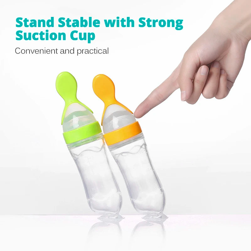 Silicone Baby Bottle with Spoon Food Supplement