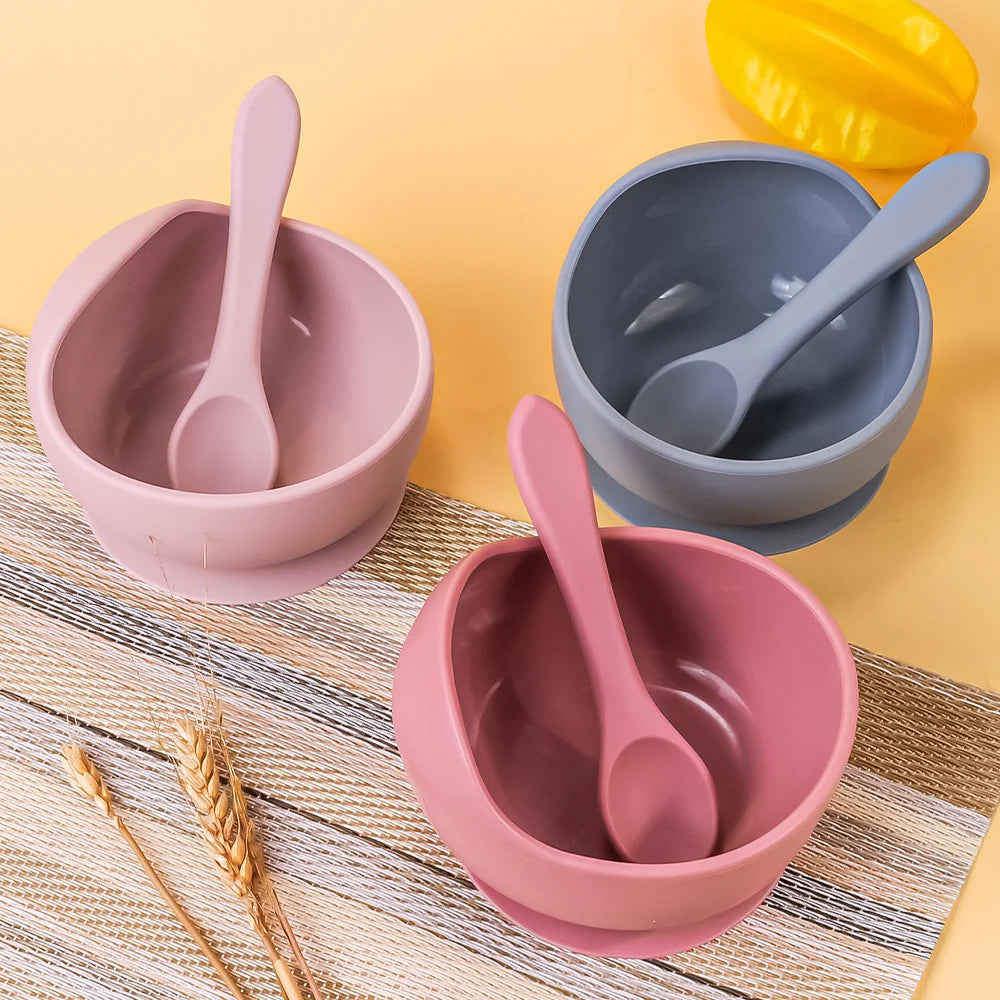 Silicone Sucker Feeding Bowls Infant Tableware Set